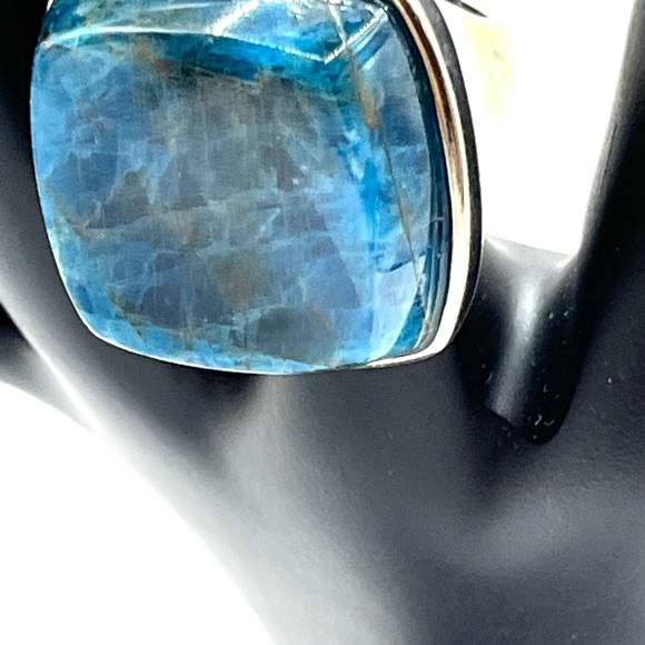 JTV Ring Blue Apatite Gemstone Rhodium Plated Sterling Silver Ring - Size 6 - Picture 10 of 15